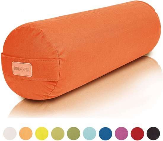 Gorilla Sports Yoga Bolster - Oranje - 65 x 20 cm - Yoga kussen - Rond van Merkloos