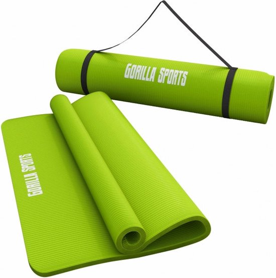 Gorilla Sports Yogamat Deluxe (190 x 100 x 1,5 cm) - Yoga Mat - limegroen van Gorilla Sports.