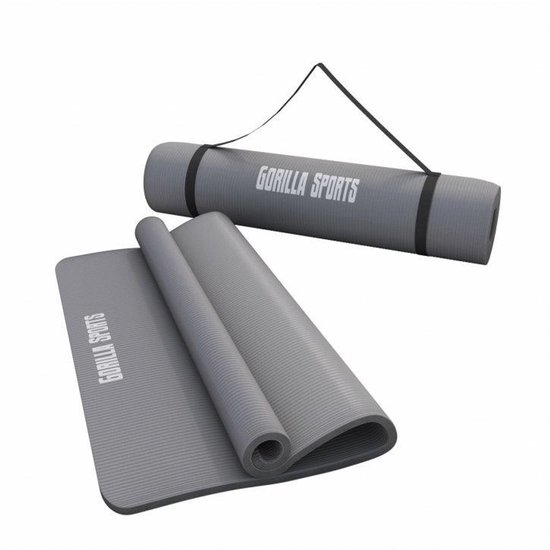 Gorilla Sports - Yogamat Deluxe 190 x 60 x 1,5 cm - Fitnessmat - Grijs van Merkloos