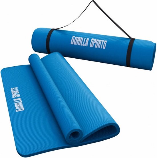 Gorilla Sports Yogamat Deluxe - Blauw 190 x 100 x 1,5 cm - Yoga Mat van Merkloos