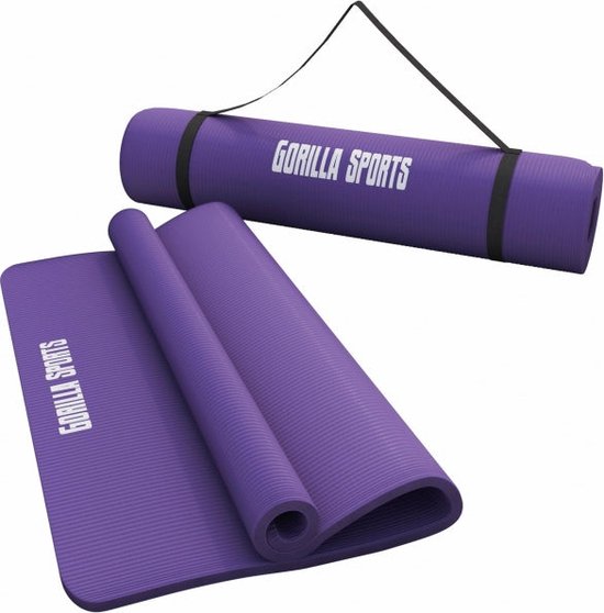 Gorilla Sports Yogamat Deluxe - Paars 190 x 100 x 1,5 cm - Yoga Mat van Merkloos