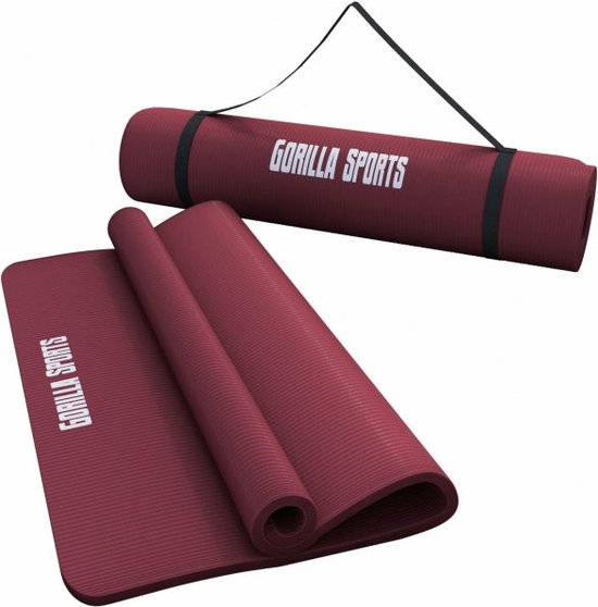 Gorilla Sports Yogamat Deluxe - Robijn - 190 x 100 x 1,5 cm- Yoga Mat van Merkloos