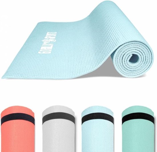 Gorilla Sports Yogamat - Fitnessmat - PVC - 180 x 60 x 0,5 – Ijsblauw van Merkloos