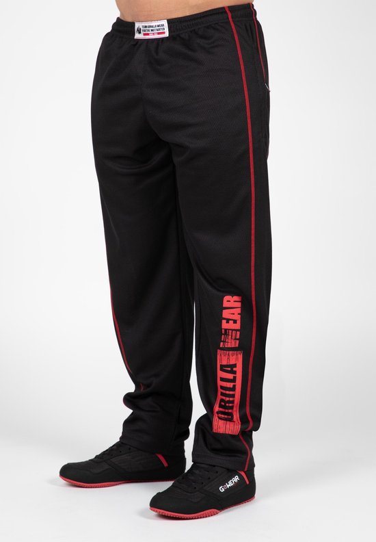 Gorilla Wear Wallace Mesh Pants - Zwart/Rood - L/XL van Gorilla Wear