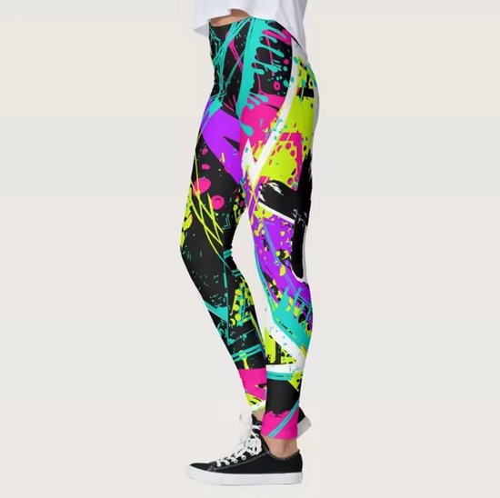 Graffiti Legging - Dames Broek - Neon - Kleuren - Sport - Yoga - Fitness van Global Suds