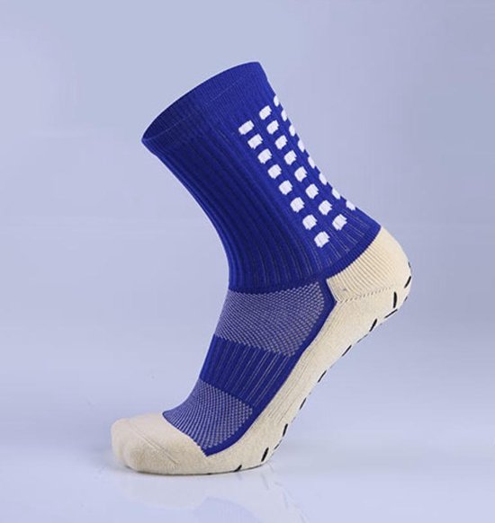 Gripsokken voor sport, basketbalsokken, volleybalsokken en meer. Dempt de klap op je voeten en geeft extra grip. Eén maat (37-44). Blauw met wit. van Merkloos