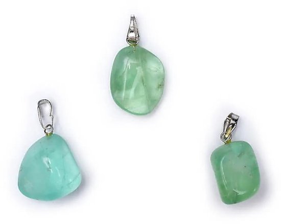 Groene fluoriet edelsteenhanger met geboord oog van Kunst en Magie