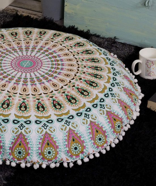 Groot Bohemien Mandala Vloerkussenhoes - 81 cm Sierkussen voor Yoga & Woondecoratie van Merkloos