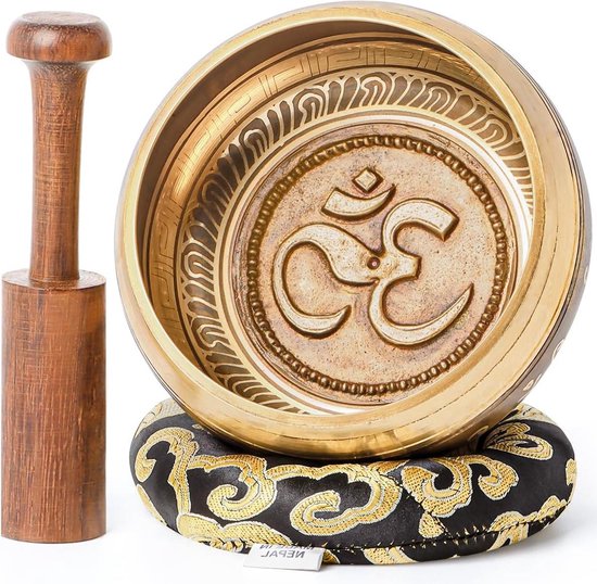 Grote 105 inch Tibetaanse Singing Bowls set - zingende geluidsbowl met mallet en kussen - inclusief instructies en geschenkdoos - 100% handgemaakt in Nepal - zelfzorggeschenken voor vrouwen van The Ohm Store