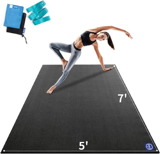 Grote Antislip Yogamat 7' x 5' x 9mm - Extra Dikke Oefenmat voor Thuis en Gym