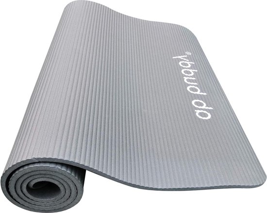 Grote extra brede antislip oefening yoga aerobic pilates mat - voor sportschool of thuis - grijs Yogamat van Merkloos