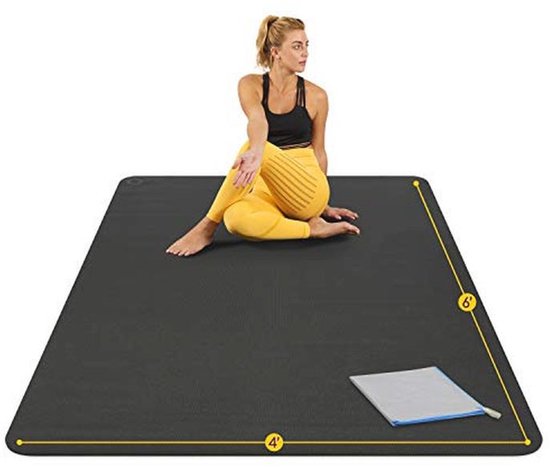 Grote, extra dikke yogamat - duurzaam, antislip, geurloos, voor thuisfitness en blotevoetenoefeningen - 1,8 x 1,2 m van Merkloos