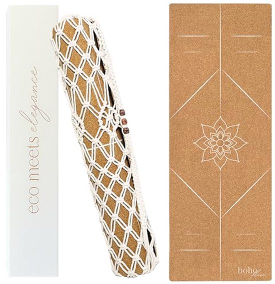 Grote kurken yogamat met antislip en natuurlijke demping - Perfect voor hete yoga van Merkloos