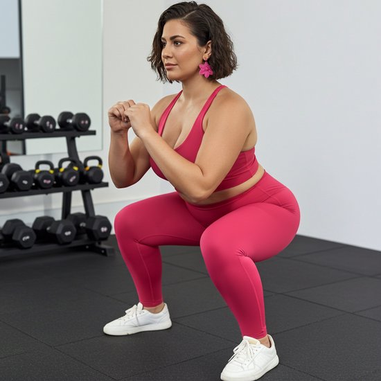 Grote maat sportlegging fuchsia XL, set met sport BH van Lidl