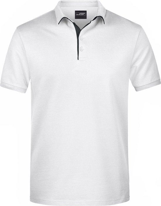 Grote maten polo shirt Golf Pro premium wit/zwart voor heren - Witte plus size herenkleding - Werk/zakelijke polo t-shirts 3XL van Golf Pro