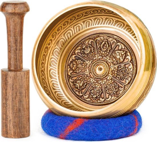 Grote Tibetaanse Klankkommen Klankschaal Set - 45 inch - Instructies Hamer Kussen - Geschenkdoos - Nepal Handgemaakt - Zelfzorggeschenken Vrouwen - Yoga Meditatie - Chakra Genezing van Merkloos