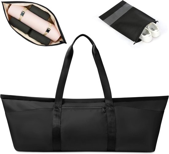 Grote Yoga Mat met Draagtas, Ideaal voor Pilates en Fitness, Inclusief Waterdichte Compartment en Verstelbare Schouderriem, Perfect voor Thuis en Reizen