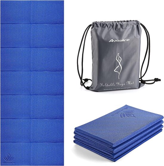 Grote yogamat, antislip, 183 x 80 cm, opvouwbare gymnastiekmat, draagbare 6 mm pilatesmat, fitnessmat, trainingsmat, reis-yogamat, ideaal voor vrouwen, kinderen en mannen van Everkelly