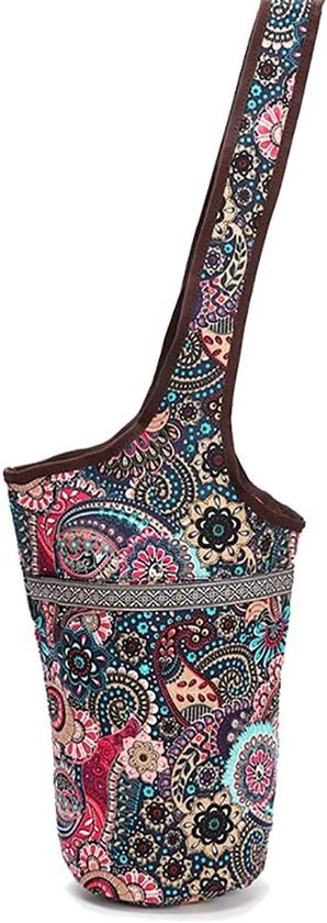 Grote yogamat tas met ruime en veilige opbergzakken, geschikt voor verschillende maten yogamatten, ideaal voor vrouwen - cashew bloemenpatroon