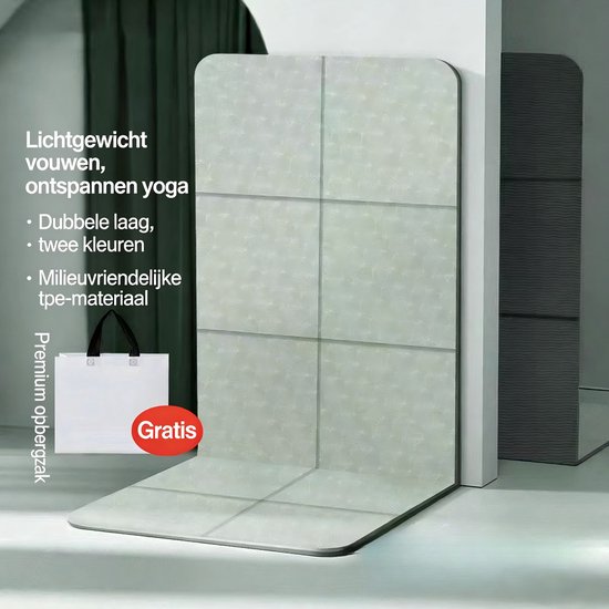 Gsedaox-Gymmat-Yogamat-Yogamat Opvouwbaar-Folding Yoga Travel Pilates Mat Foldable Easy to Carry to Class Beach Park-Groen van Gsedaox
