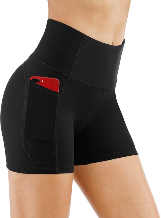 GYM PEOPLE Hoge Taille Yoga Shorts voor Vrouwen Buikcontrole Fitness Atletische Workout Running Shorts met Diepe Zakken
