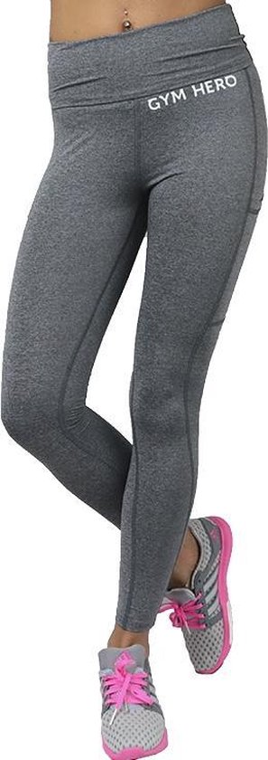 GymHero Leggins  PUSHUP-GREY, Vrouwen, Grijs, Leggings maat: S EU van GymHero