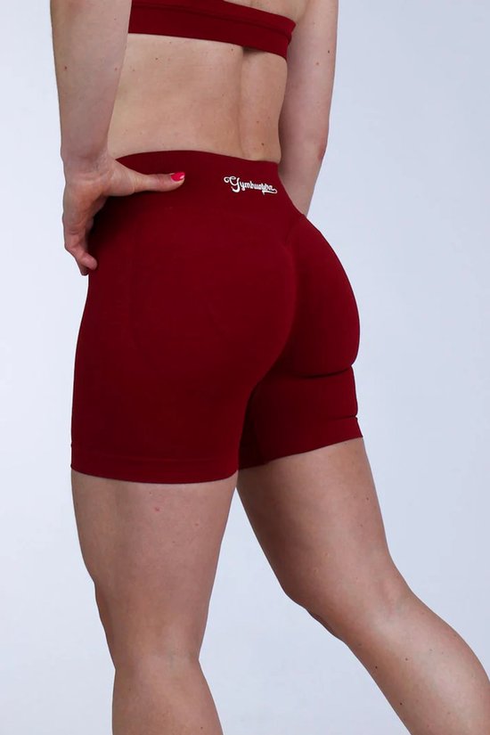 Gymhunterz Sport Short - Scrunch Short Dames - Sportbroek - High Waist - Kleur Bordeaux - Maat M