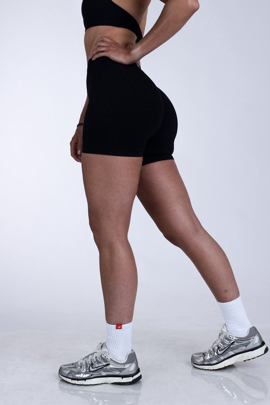 Gymhunterz Sport Short - Scrunch Short Dames - Sportbroek - High Waist - Kleur Zwart - Maat S