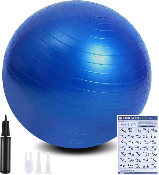Gymnastiekbal met opblaasbare voetpomp, 55 cm/65 cm, anti-burst, extra dikke yoga-geboortezwangerschap, pilatescore, versterkt de fitnessgymnastiekballen van Gymna