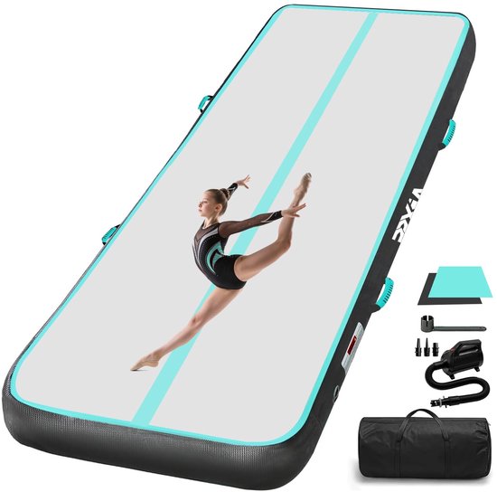 Gymnastiekmat, luchtmat, track, 3 m/4 m/5 m/6 m, turnmat, tuimelmatten, 10/20 cm hoogte met complete accessoires, opblaasbare gymnastiekmatten voor thuis, outdoor, yoga
