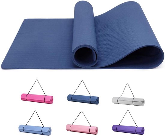 Gymnastiekmat, yogamat, fitnessmat, antislip, trainingsmat, sport, turnen, mat, vloerturnmat met draagriem, 183 x 61 x 0,6 cm van Avoalre