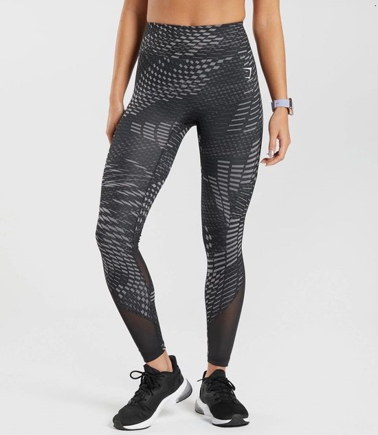 Gymshark Running Leggings Dames Maat M - Zwart Print - Ingebouwde Zakken