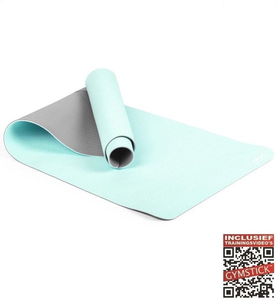 Gymstick Vivid Yoga Mat - 170 x 60 x 0,4 cm - Turquoise / Grijs - Met Online Trainingsvideo's van Gymstick