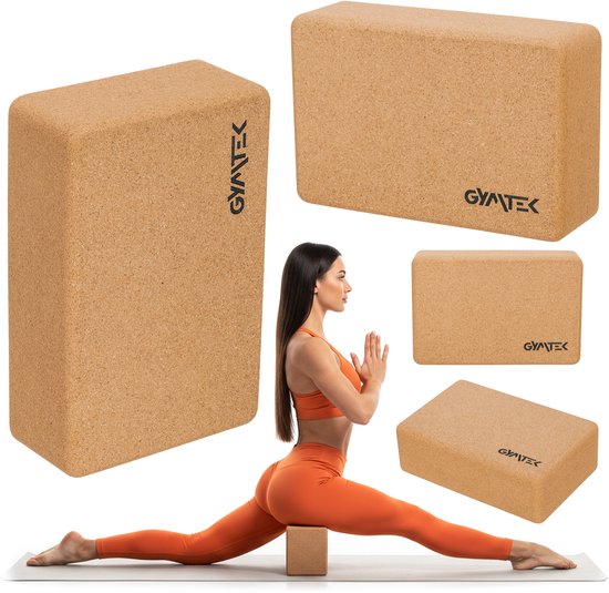 Gymtek® Kurk Yogablok - Yoga Blok - Yoga Kubus - Yoga Steen - 100% Natuurlijk Kurk - 23 x 15 x 7.5 cm van Gymtek®