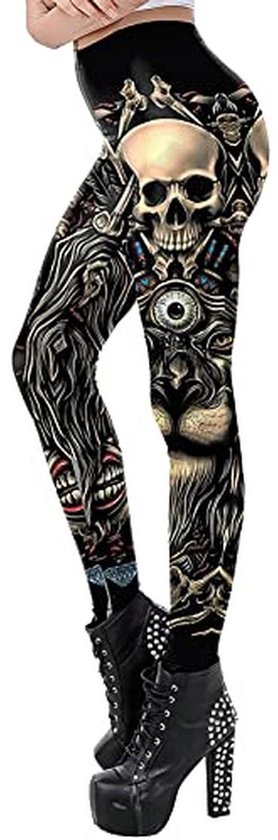 Halloween Leggings Dames - Stretchy High Waist Skirt Broek met 3D Print