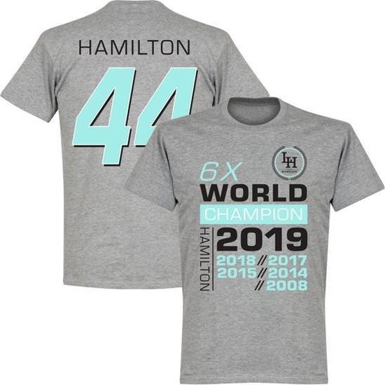 Hamilton 44 6x Wereldkampioen T-Shirt - Grijs - M van Hamilton