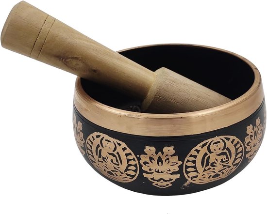 Handgemaakte Tibetaanse Boeddhistische Meditatie Klankschaal 4 inch met Klapklepel van Ohm Store