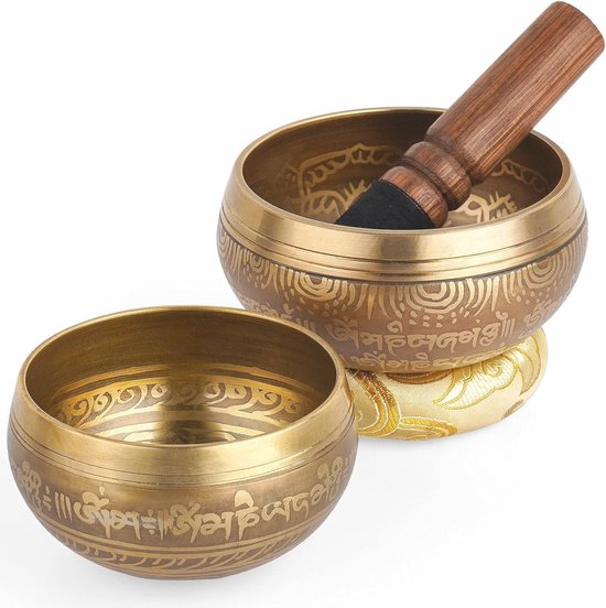 Handgemaakte Tibetaanse Klankschalen Set van 2 - Perfect voor Meditatie, Yoga en Chakra Genezing van Merkloos