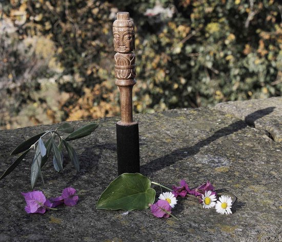 Handgesneden Buddha Mallet Striker - klankschalen - leer - Uitstekend cadeau-idee van Nadaherency