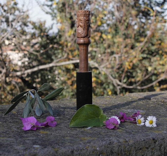 Handgesneden Mallet Striker voor klankschalen - Ganesha - Met leer omwikkeld - Uitstekend cadeau-idee van Ohm Shoppen