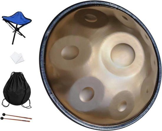 Handpan 18 inch - 9 tonen trommel - Muziek maken - G-Moll stemming - 4.81 Kilogram - Metaal