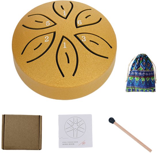 Handpan - Klankschaal - Mini Handpan - Muziek Instrument - Kinder Handpan - 6-toons - Geel van Merkloos