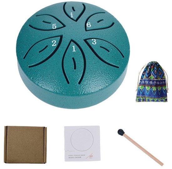 Handpan - Klankschaal - Mini Handpan - Muziek Instrument - Kinder Handpan - 6-toons - Groen van Merkloos