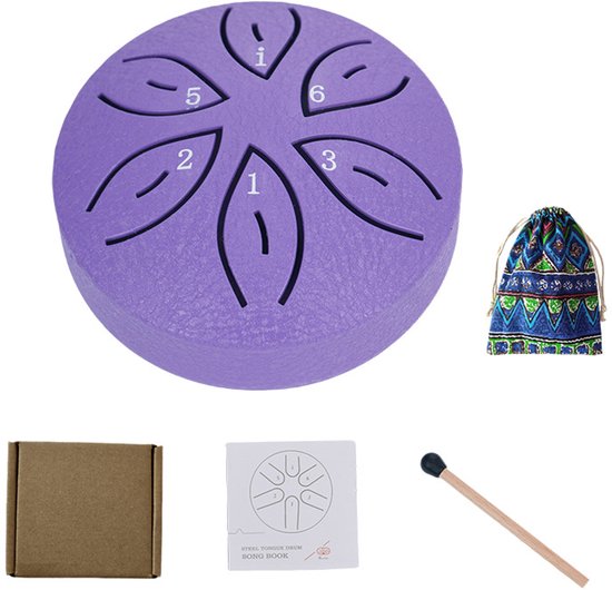 Handpan - Klankschaal - Mini Handpan - Muziek Instrument - Kinder Handpan - 6-toons - Paars