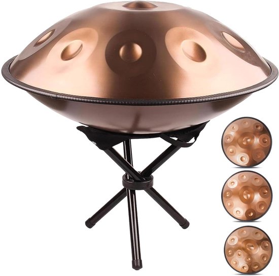 Handpan Trommel - Klankinstrument Steel - Meditatie Yoga - 22 Inch 432Hz - 58 cm Diameter - Goud