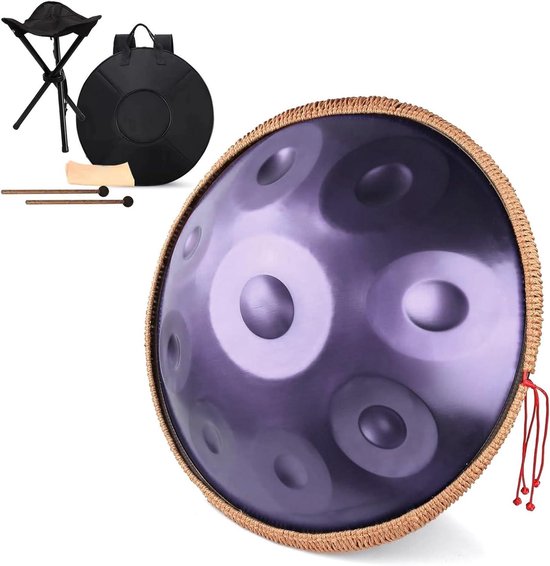 Handpan Trommel - Stalen Trommel - Muziek Maken - 432Hz Stemming - 56cm Diameter - Paars