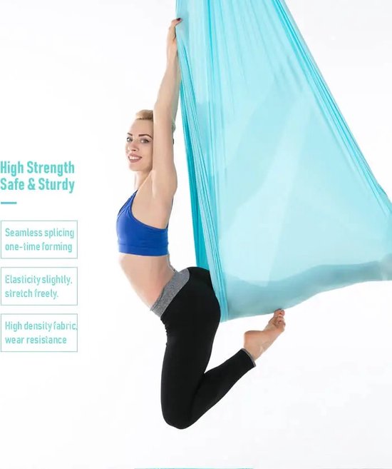 Hangmat - Yoga hangmat - Yoga doek - Yoga Swing - Aerial Yoga - Aerial hangmat - Anti-Zwaartekracht - Gymnastiek - Voor inversies - Lichtblauw van Wombs+