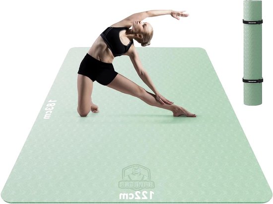 HAPBEAR Grote Yoga Mat - 183x122/198x137x0.6cm, Antislip, Duurzaam, Milieuvriendelijk, Grote Sportmat voor Thuis Training, Yoga, Pilates, Stretching, Meditatie