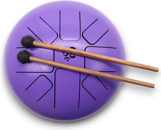 Hapi Drums - Medium Stalen Tong Geluksdrumss Om Violet - 22x16cm - Tongue drum - Klankschaal - Handpan - Tong Drum - Klankschalen - Yoga Drum - Steeldrum - Muziektherapie van Hapi Drums