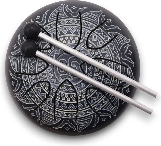 Hapi Drums - Stalen Tong Geluksdrumss Om Mandala Gegraveerd - 16cm van Hapi Drums